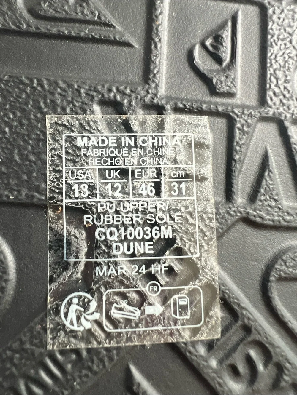 Quiksilver Men's Black Thong Sandals US 13 EU 46 Slip-On Logo Rubber Sole